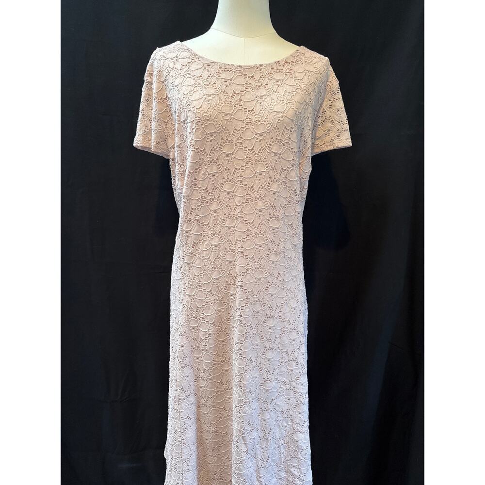 Women’s Aleani Pale Pink Floral Pattern Cap Sleeve Dress Sz 22W